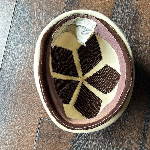 Vintage Anita Pineault wool hat women’s cream and brown bucket hat movie prop Ha - Picture 4 of 7